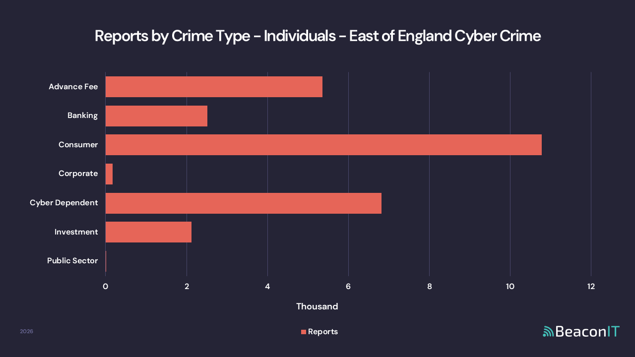 Reports by Crime Type - Individuals - East of England Cyber Crime