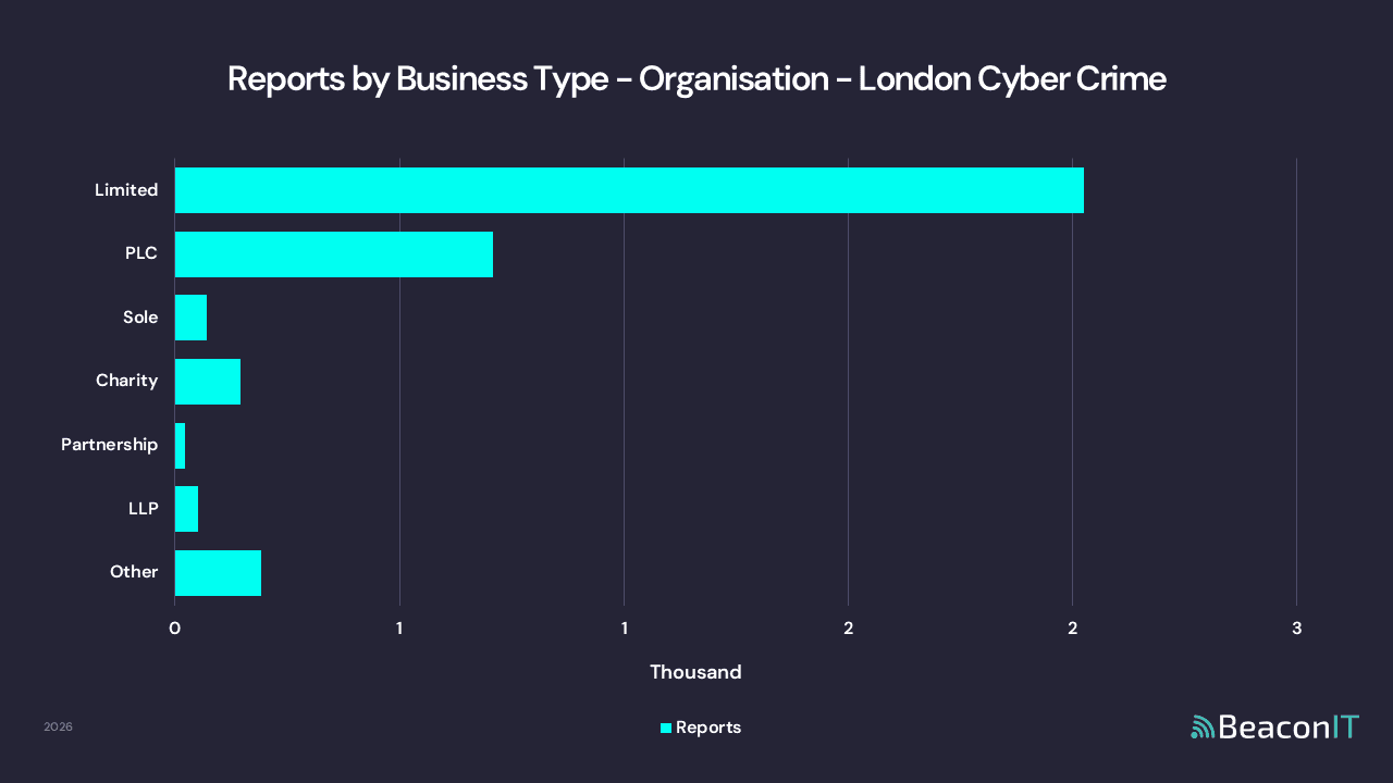 Reports by Business Type - Organisation - London Cyber Crime