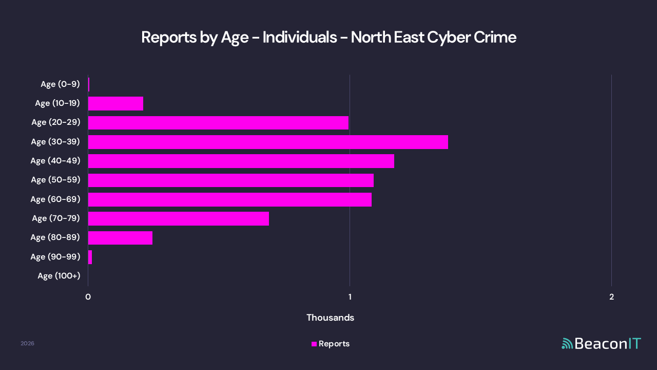 Reports by Age - Individuals - North East Cyber Crime