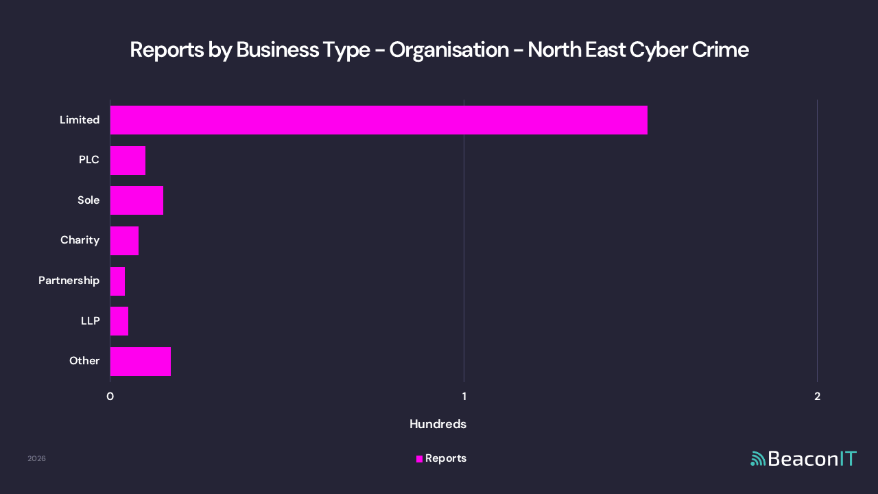 Reports by Business Type - Organisation - North East Cyber Crime